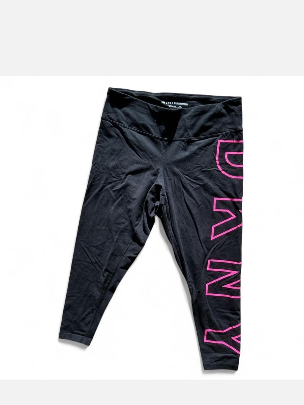 Dkny Plus Size Black and Pink Logo Leggings